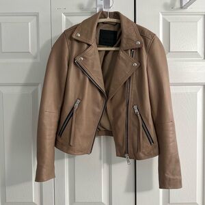 All Saints Tan Leather Biker Jacket
